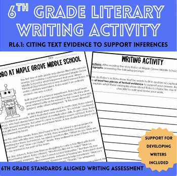 RL.6.1 | 6th Grade Literary Writing Response Activity with Rubric & Checklists