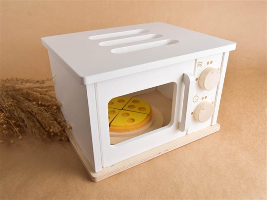 Wooden Microwave Oven Kitchen Play Set With Pretend Play Food Toy for Kid Montessori Role Play Children Birthday Gift for Toddler Girl Boy - Etsy