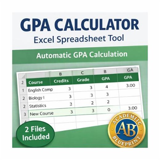 Automatic GPA Calculator Spreadsheet | Excel Academic Planner (digital Download) - Etsy
