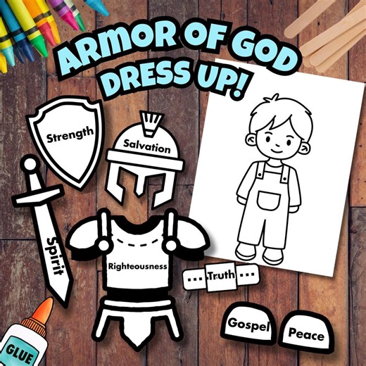 Armor of God Craft Printable | Christian Kids Bible Activity | Ephesians 6 Sunday School Lesson PDF - Etsy
