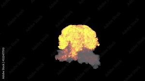 Explosion fire bomb, fire effect. Black screen smoke explosion animation. 4k animation. 3d render. Stock Video