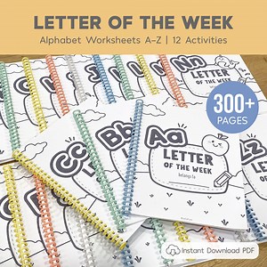Letter of the Week Printable Worksheets, Alphabet Tracing, Alphabet Coloring, Preschool Curriculum, Toddler Workbook, Learning Binder - Etsy