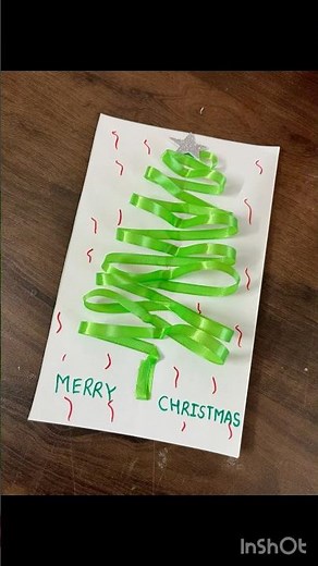 Christmas Tree Card DIY in 30 Seconds 🎄 | Easy and beautiful ribbon Paper Craft | 3D Greeting Card