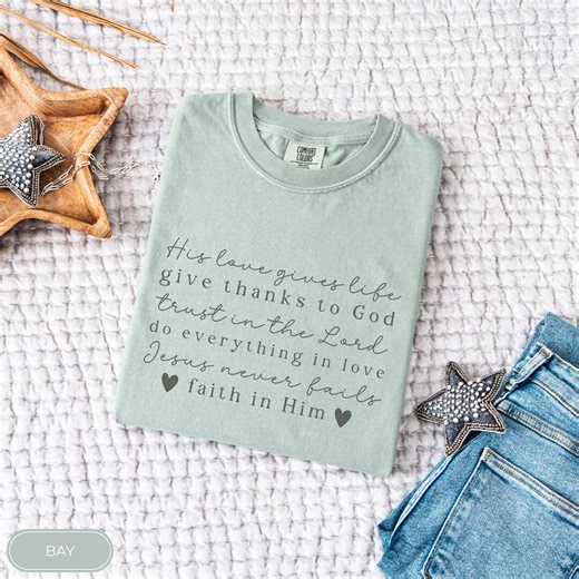 Comfort Colors® Christian Bible Verse T-shirt, Simple Text Design, Inspirational Faith Based Apparel, Bible Scripture Shirt, Crewneck Tee - Etsy