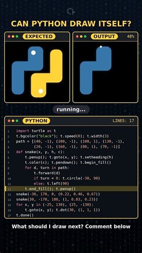 Can Python Draw Its Own Logo? 🐍 Python Turtle in 17 Lines #python #coding