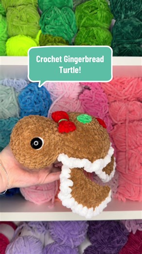 Gingerbread Turtle 💚❤️ Check out my website for more adorable plushies! (🔗 in b!O) —> MackenziesCrochetCo Pattern by: @happyturtlecrochet Yarn: Premier Yarns Parfait Chunky (🔗 in b!0) #MackenziesCrochetCo #crochet #handmade #crochetgingerbreadturtle #smallbusinessowner