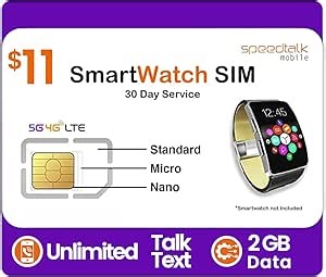 Amazon.com: SpeedTalk Mobile Smart Watch SIM Card Kit – 5G 4G LTE Wearables | Unlimited Talk and Text 2GB Data | 3-in-1 Triple-Cut SIM | Prepaid Plan | smartwatch & Wearable Wireless Service : Cell Phones & Accessories