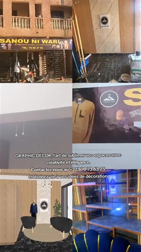 GRAPHIC DÉCOR, l’art de sublimer vos espaces avec créativité et élégance. Contactez-nous au 223 70 73 63 25 et donnez vie à vos idées de décoration.