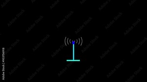 white neon network single icon. Wireless icon searching to connect to a network to get Internet access.