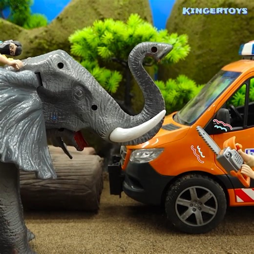 Angry Elephant, wood thief, Excavators, cranes, and Rescue Vehicles - build a New sand road - Toy for kids #elephant #toyelephant #toytruck #toytrucks #toycrane #toyworking #toyworker #toys | RD TOY