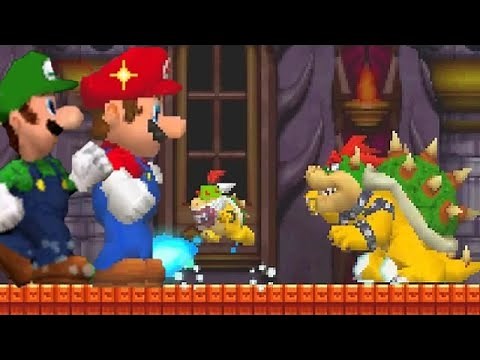 New Super Mario Bros DS - Mega Mushroom Mario vs All Bosses