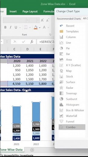 How to Add Total in Stacked Column Bar Chart? #excel #exceltricks #exceltips #youtube #shorts #reels