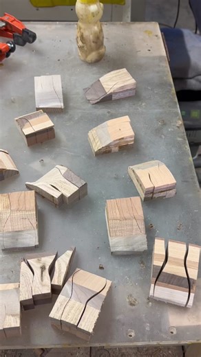 Made tiny robots from scraps. #leahhoughtalingwoodworking #leavenoscrapbehind #woodrobot #woodworkers