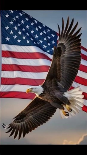 🦅 Majestic Bald Eagle Soaring Over the American Flag 🇺🇸
