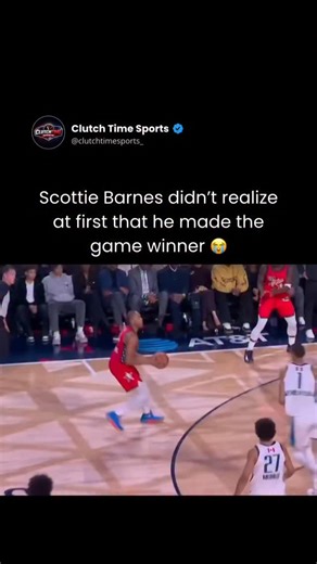 Ethan Streim on Instagram: "Scottie Barnes didn’t realize at first that his shot was the game winner 😭 Scottie Barnes made an immediate impact after being selected 4th overall in the 2021 NBA Draft by the Toronto Raptors. In his rookie season, he was named the 2021–22 NBA Rookie of the Year, becoming only the third player in Raptors history to win the award — joining Vince Carter and Damon Stoudamire. He also earned NBA All-Rookie First Team honors that year, showcasing his all-around game from