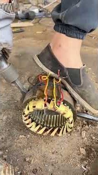 The process of extracting the copper core from a broken motor