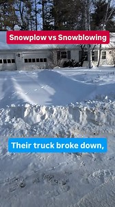 Snowblower vs Plow… wait for the end result. Honda HHS1332A rescuing another brake down. Plows pack snow down, require space to stack the snow and have a hard time with clearing in front of a garage unless you keep up with a big storm the whole time. Bobcat Company toolcat and MUSKOX Snowblowers would have made short work of this. 😉 #snow #winter #snowremoval #newengland #snowblowerrk | MC Build