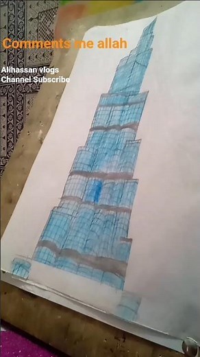 burj Khalifa Drawing Easy/How to draw Burj Khalifa Tower,Dubai/Tallest Building drawing Burj khalifa