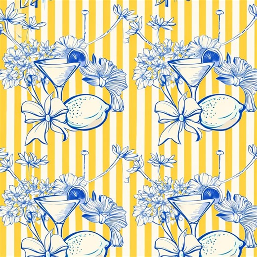 Yellow White Striped Lemon Design Linen Fabric by the Yard - Etsy