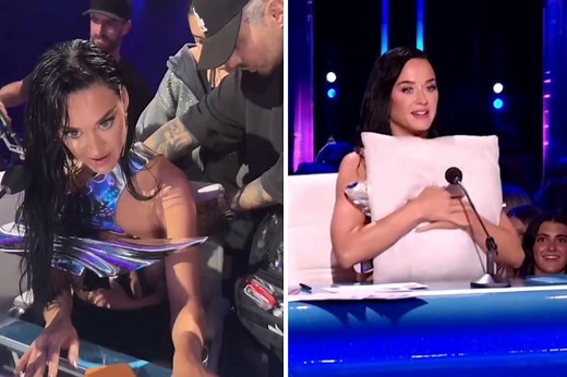 Katy Perry suffers wardrobe malfunction when top breaks during live taping of 'American Idol': "It's a family show"