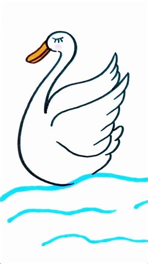 Swan Drawing | Simple Swan Art on Water #shorts #swandrawing #drawing #trending #viral