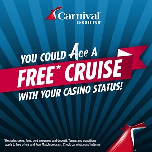 1.5K views · 4.8K reactions | Make a SEA change! We'll see your casino status and raise you a possible FREE* cruise. Sign up for Fun Match today! *Excludes taxes, fees, port expenses and deposit. Terms and conditions apply to free offers and Fun Match program. Check carnival.com/fmterms | Carnival Cruise Line | Facebook