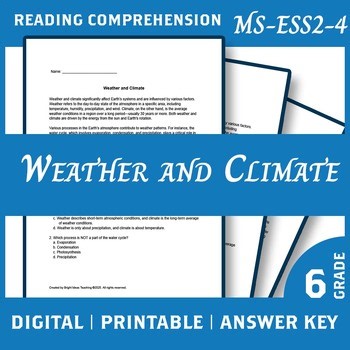MS-ESS2-4 Weather & Climate Quiz | NGSS Aligned | PDF   Google Form Included