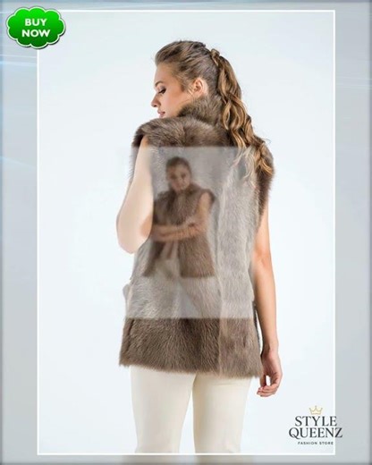 Taupe Reversible Sheepskin Vest - Genuine Fur