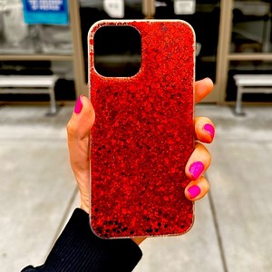 IPhone 12 Pro Max flexible glitter case in red