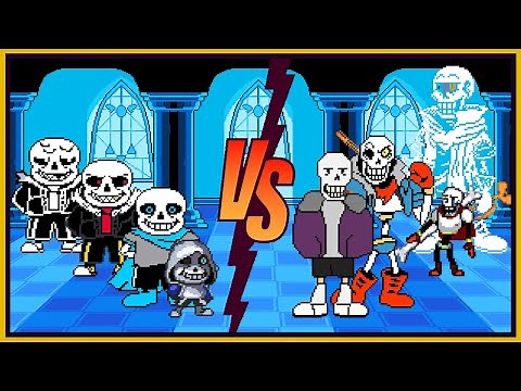 MUGEN - Sans AU Team VS Papyrus and AUs [Undertale AU Fight]