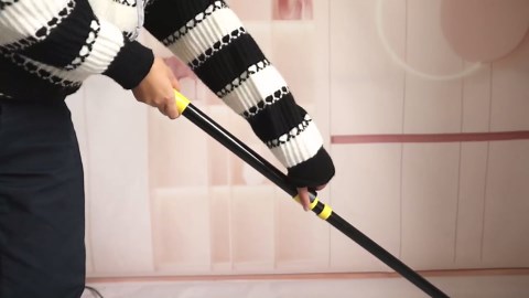 Gloffer Floor Scrub Brush with 60' Long Handle, 2 in 1 Scrape Brush Broom with Stiff Bristles, Deck and Shower Scrubber for Cleaning Patio, Bathroom, Grout, Garages