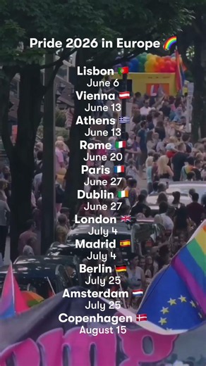 Pride Parade Calendar 2026: Europe