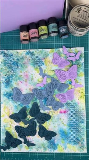 Mixed Media Butterfly Layout on Canvas | Die Cuts, Stencils & Lindy’s Magical Shakers Tutorial