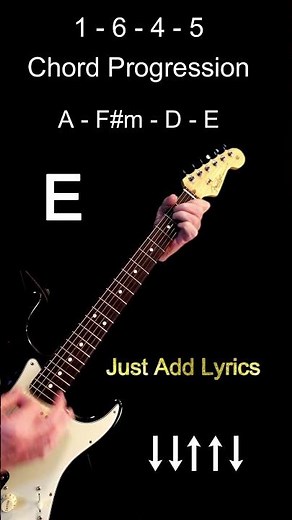 Common Chord Progression in A Major for Guitar (A - F#m - D - E)