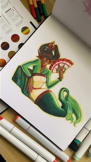 Body is Tea 🪭⏳ Mermaid Drawing for Mermay | Ohuhu and Copic Marker Art