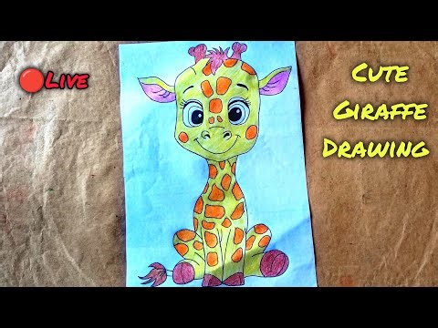 Little Giraffe Drawing🦒 #art #live #pencilcolor