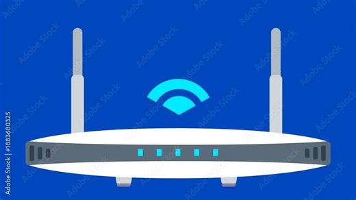 Wi Fi router animation with a background that can be changed with a chroma key.