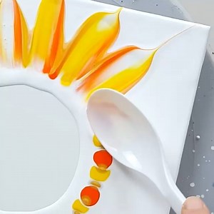 How to paint sunflowers with a spoon 🌼 Easy Painting Ideas for Beginners | Designer Gemma77