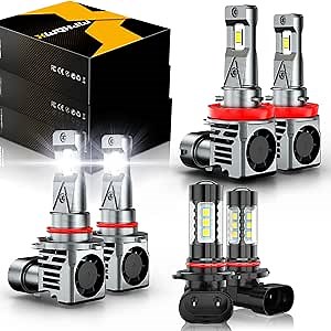 Compatible for 2015 2016 2017 2018 2019 2020 2021 2022 2023 Ford F150 Light Bulbs, 9005 H11 High Low Beam 9145 Fog Lights, 6000K White 600% Brightness, Pack of 6