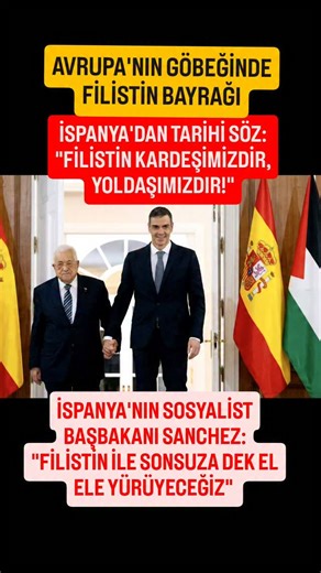 GLOBAL LOCAL TV on Instagram: "Batı dünyasındaki sessizliğin ortasında İspanya'dan vicdanları titreten bir ses yükseldi. ​İspanya Başbakanı Pedro Sánchez, Filistin Devlet Başkanı Mahmud Abbas'ı Madrid'de ağırladı ve tüm dünyaya ders niteliğinde bir mesaj verdi: ​'İspanya, Filistin ile el ele yürüyor ve yürümeye devam edecek. Siz bizim için sadece bir dost değil, kardeş bir ülkesiniz.' ​Avrupa'da rüzgarın tersten estiği bir dönemde, İspanya'nın Sosyalist Başbakanı Pedro Sánchez, vicdanın sesi old