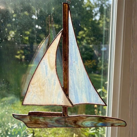 Sailboat Stained Glass Pattern PDF, Boat Suncatcher Template, DIY Nautical Stained Glass SVG - Etsy Canada