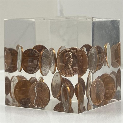 1973 Lucite Encased Penny Cube – Vintage 2.5” Acrylic Paperweight - Rare! - Etsy