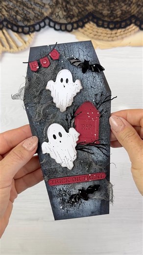 Get a free coffin template and create fun Halloween cards with me 🕸️ …. Subscribe to my newsletter and grab a template -> emiliasieradzan.com - link in the comments 🖤 …. Use what you have to decorate your coffin cards, tags or invitations ✂️ …. I went for unusual color combo but I love it! And if you like the card I got another inspiration for you on my channel - full step by step video using this template. …. #papercrafts #halloweencard #cardmaking #handmadecards | Emilia Sieradzan Creative S