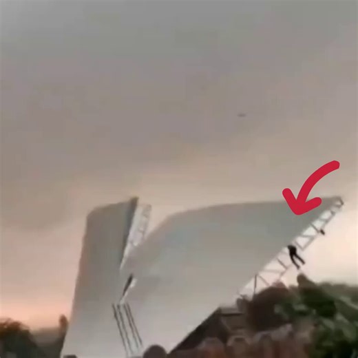 🇮🇳 A man was catapulted nearly 40ft into the air during a storm in India after the roof he was clinging to got ripped off by strong winds.He somehow survived.Final Destination type stuff.