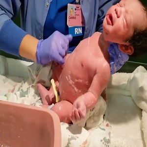 1.3M views · 54K reactions | The first time a newborn baby bathes殺 #babyboy #newborn #baby | Monkey story | Facebook