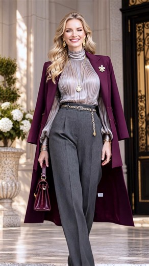 4050여성, 편안해 보이면서도 격이 느껴지는 와이드 정장팬츠 스타일 | Women, Relaxed Yet Refined Wide-Leg Style
