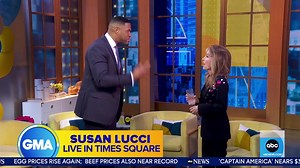 Only soap opera legend Susan Lucci could throw water in Michael Strahan's face — not once, not twice, but THREE times. | Good Morning America