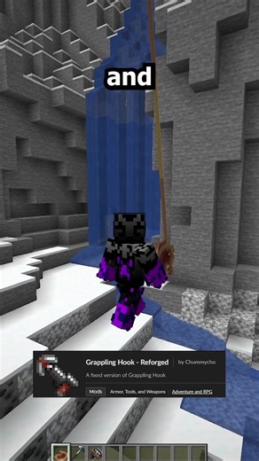Grappling hook in Minecraft! #minecraft #gaming #fyp #minecraftmod #minecraftmemes