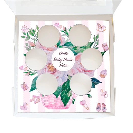 US Size - Write Baby's Name Pink Cupcake Box Insert | Printable Templates & Guide | Instant Download - Etsy