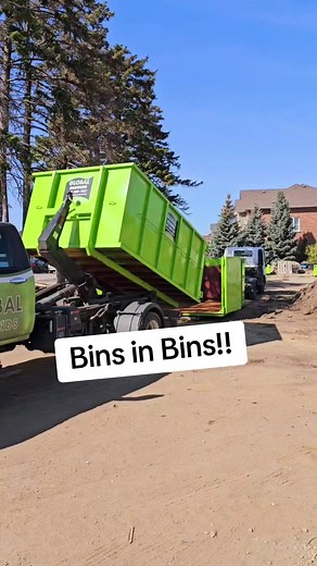 Do you ever stack bins inside bins?!? #globalgrounds #binrental #Dumpster #contractor #hooklift #multilift